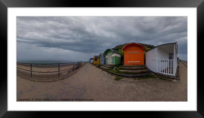 360 panorama of Cromer beach huts Framed Mounted Print by Chris Yaxley