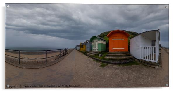 360 panorama of Cromer beach huts Acrylic by Chris Yaxley