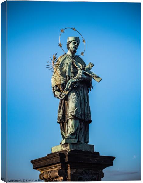 Statue of Saint John of Nepomuk on Charles Bridge Canvas Print by Dietmar Rauscher