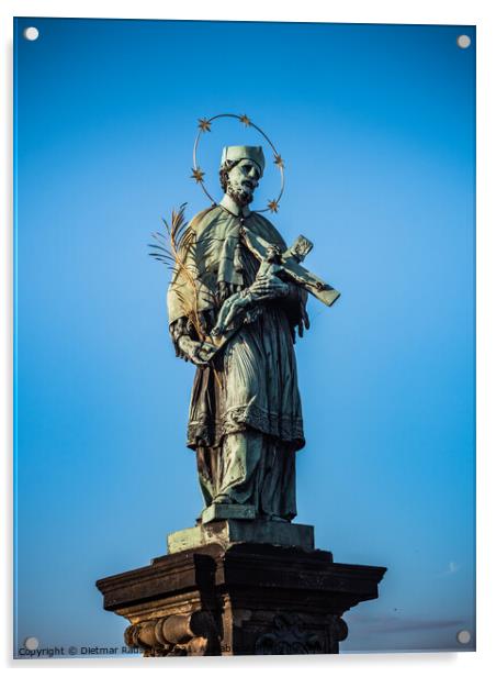 Statue of Saint John of Nepomuk on Charles Bridge Acrylic by Dietmar Rauscher