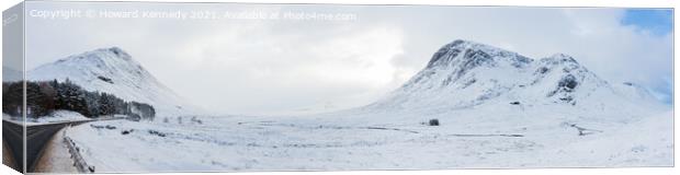 Lagangarbh Cottage beneath Buachaille Etive Mor in winter snow Canvas Print by Howard Kennedy