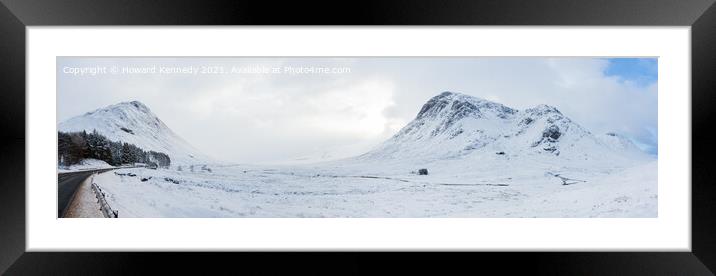 Lagangarbh Cottage beneath Buachaille Etive Mor in winter snow Framed Mounted Print by Howard Kennedy