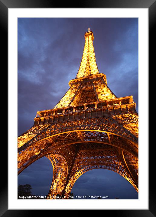 Eiffel Tower: Evening Perspective Framed Mounted Print by Andrea Guidera
