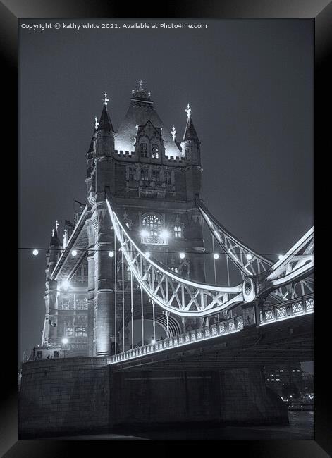 Tower Bridge London Black and white Framed Print by kathy white