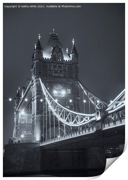 Tower Bridge London Black and white Print by kathy white