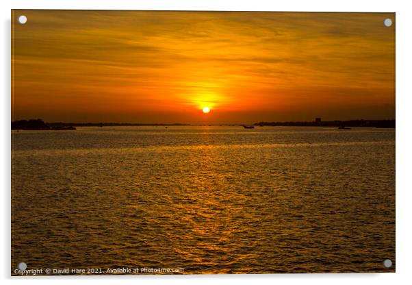 Mekong Sunset Acrylic by David Hare