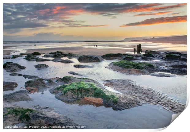 Low tide sunset at Winchelsea Beach Print by Paul Praeger