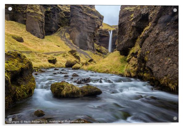 Kvernufoss waterfall in Iceland Acrylic by Paulo Rocha