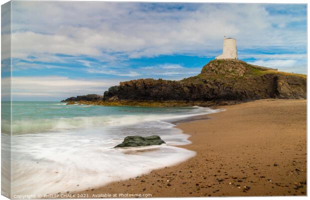 Tyr Mawy lighthouse beach scene on Anglesey 561 Canvas Print by PHILIP CHALK