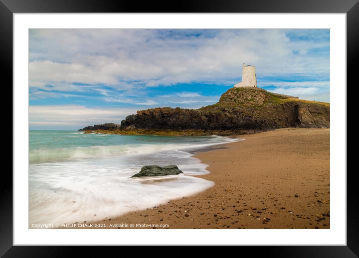 Tyr Mawy lighthouse beach scene on Anglesey 561 Framed Mounted Print by PHILIP CHALK
