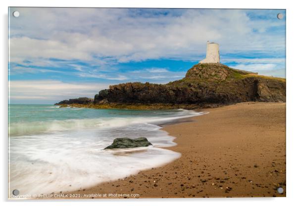 Tyr Mawy lighthouse beach scene on Anglesey 561 Acrylic by PHILIP CHALK