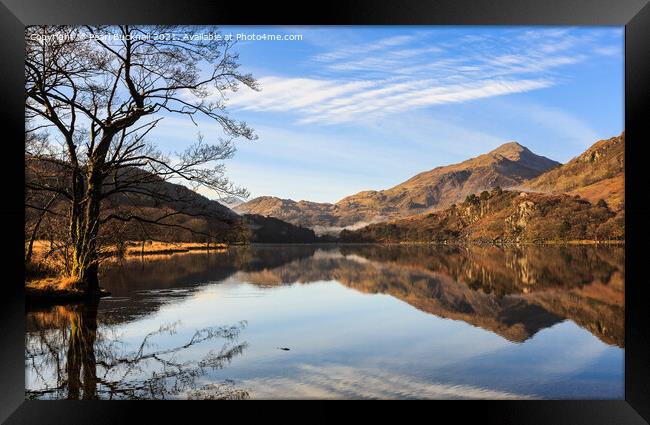 Reflections in Llyn Gwynant Lake Snowdonia Wales Framed Print by Pearl Bucknall