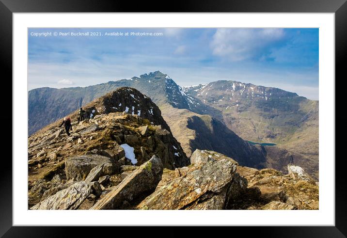 Hiking from Snowdon to Y Lliwedd Snowdonia Framed Mounted Print by Pearl Bucknall