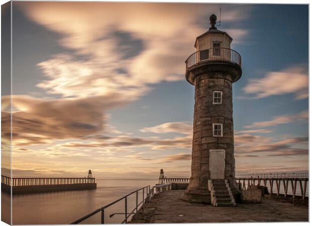 Whitby Piers Canvas Print by Andrew Sharpe