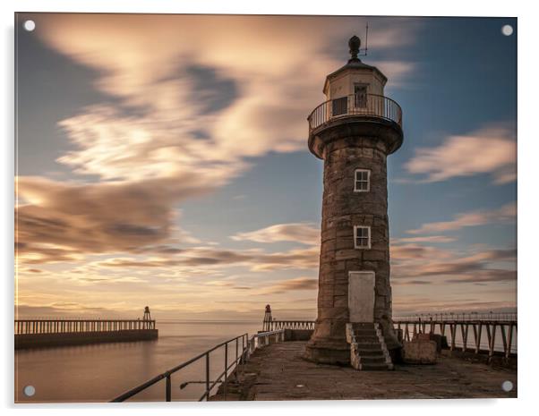 Whitby Piers Acrylic by Andrew Sharpe