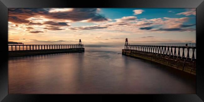 Whitby Piers Framed Print by Andrew Sharpe