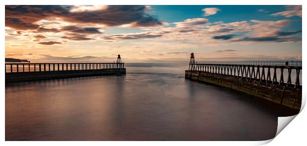 Whitby Piers Print by Andrew Sharpe