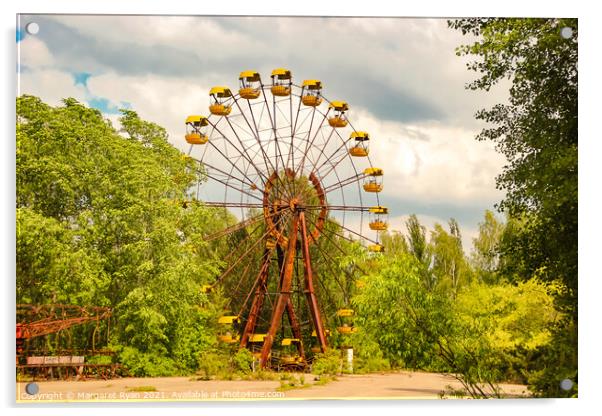 Eerie Abandoned Ferris Wheel Acrylic by Margaret Ryan