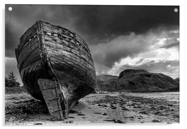 Caol Beach Wreck Acrylic by Alasdair Preston
