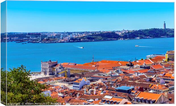 Orange Roofs Cathedral Lisbon Portugal Canvas Print by William Perry