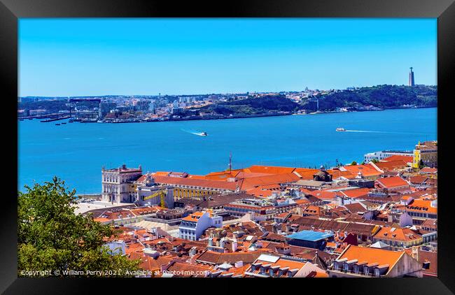 Orange Roofs Cathedral Lisbon Portugal Framed Print by William Perry