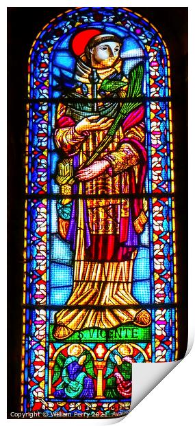 Saint Vincent Stained Glass Basilica The Se Cathedral Lisbon Por Print by William Perry