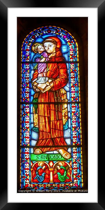 Saint Anthony Stained Glass Basilica The Se Cathedral Lisbon Port Framed Mounted Print by William Perry