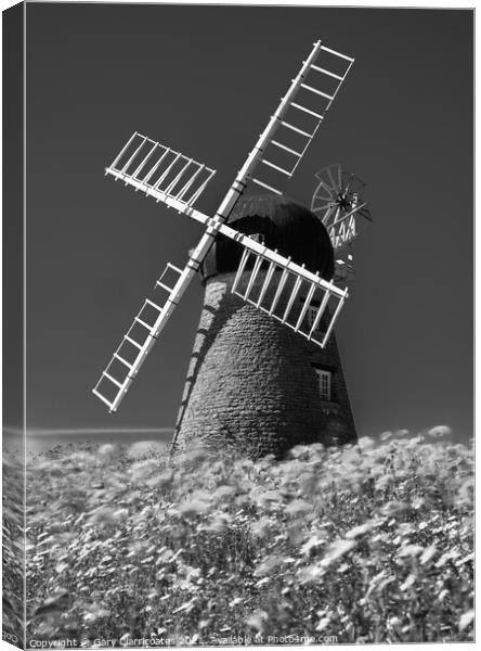 Whitburn Windmill in a field of Poppies Canvas Print by Gary Clarricoates