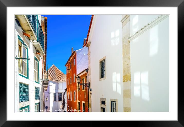 White Street Portas do Sol Alfama Lisbon Portugal Framed Mounted Print by William Perry