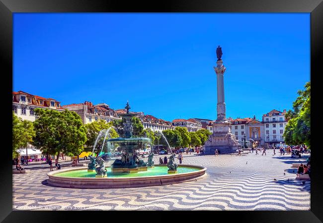 Column Pedro IV Fountain Rossio Square Lisbon Portugal Framed Print by William Perry