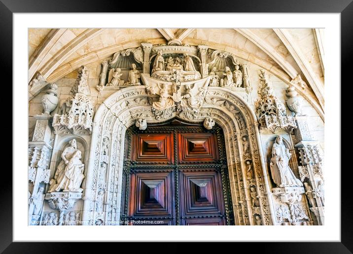 Stone Sculptures Door Monastery Saint Jerome Belem Lisbon Portug Framed Mounted Print by William Perry