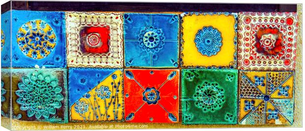 Colorful Ceramic Tiles Souvenirs Handicrafts Lisbon Portugal Canvas Print by William Perry