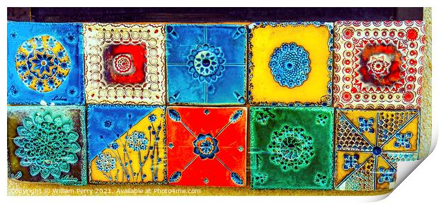 Colorful Ceramic Tiles Souvenirs Handicrafts Lisbon Portugal Print by William Perry