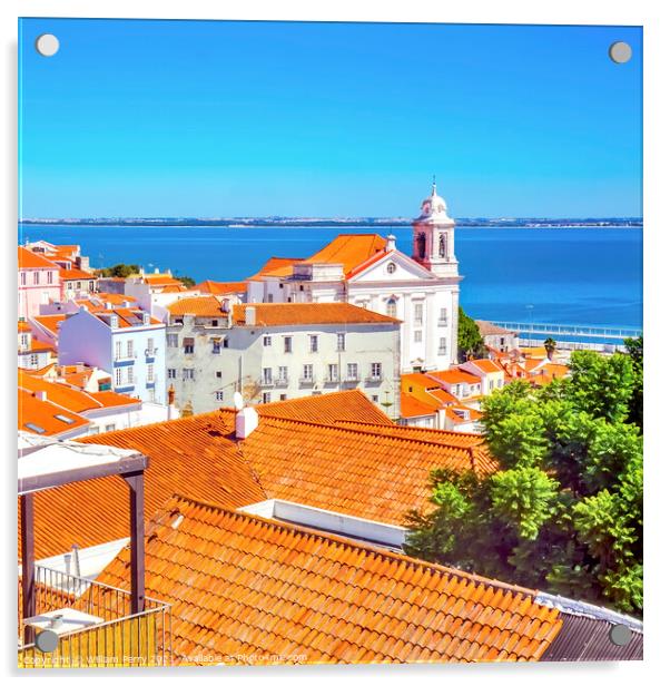 Sao Vincente Church Portas do Sol Alfama Lisbon Portugal Acrylic by William Perry