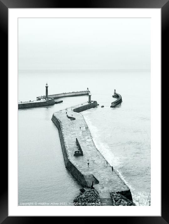 Whitby Pier Framed Mounted Print by Heather Athey