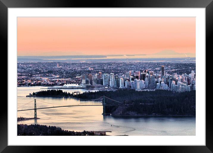 Vancouver Sunset Fades to Pastels, Shimmers of Light Framed Mounted Print by Buz Reid