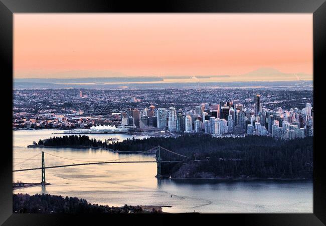 Vancouver Sunset Fades to Pastels, Shimmers of Light Framed Print by Buz Reid