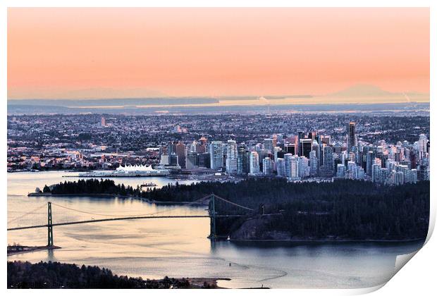 Vancouver Sunset Fades to Pastels, Shimmers of Light Print by Buz Reid