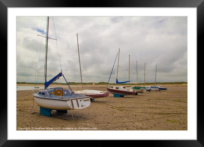 Boats on Beadnell beach 2 Framed Mounted Print by Heather Athey
