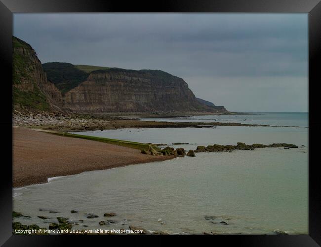 Hastings Cliffs at Low Tide Framed Print by Mark Ward
