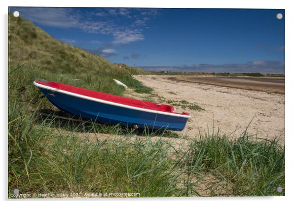 Boat at Beadnell Bay Acrylic by Heather Athey