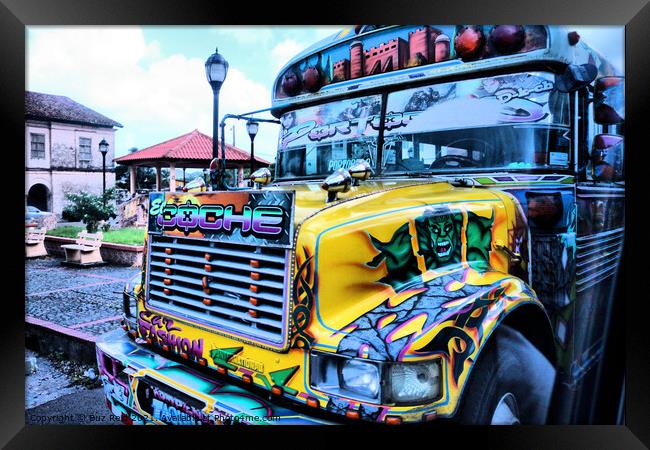 Psychedelic Bus to Funky Town, Panama Style Framed Print by Buz Reid