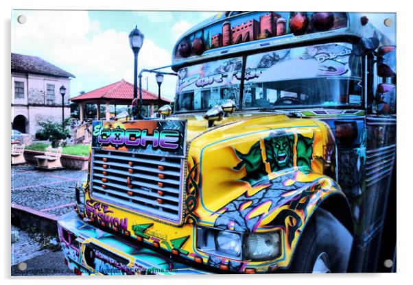Psychedelic Bus to Funky Town, Panama Style Acrylic by Buz Reid