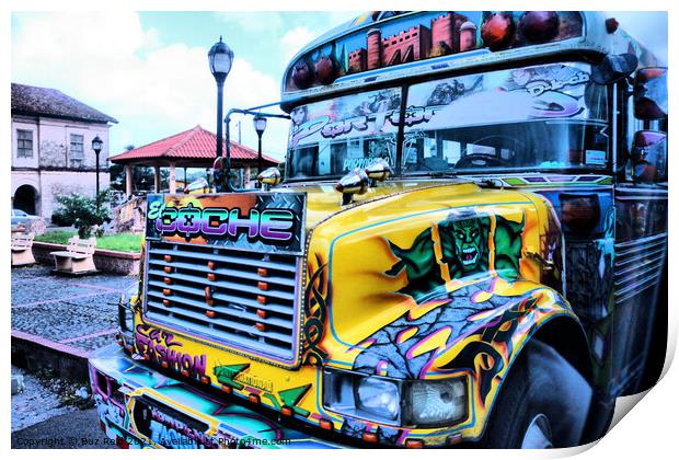 Psychedelic Bus to Funky Town, Panama Style Print by Buz Reid