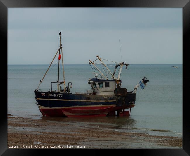 Hastings Fishing Boat . Framed Print by Mark Ward