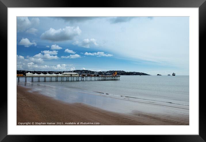 Paignton Pier and Cumulus Clouds Framed Mounted Print by Stephen Hamer