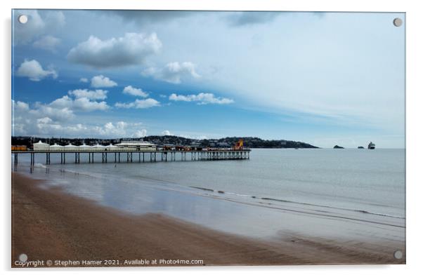 Paignton Pier and Cumulus Clouds Acrylic by Stephen Hamer