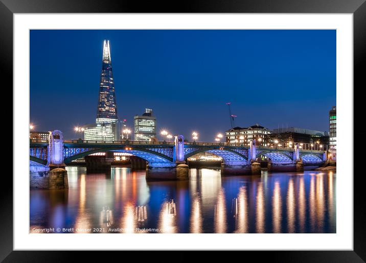 Southwark Bridge and the Shard at Night Framed Mounted Print by Brett Gasser