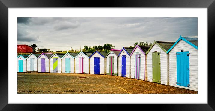 Beach Huts At Goodrington Sands Framed Mounted Print by Peter F Hunt
