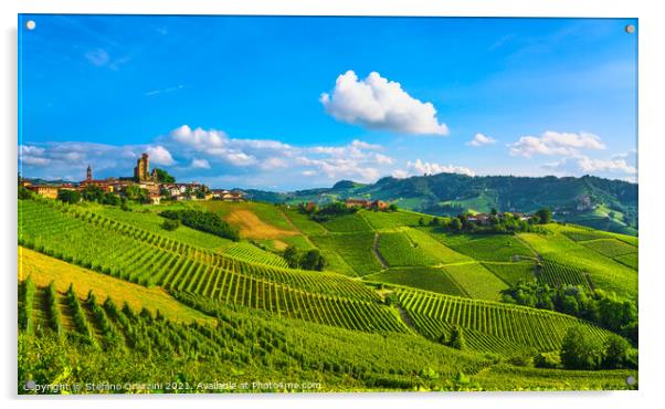 Langhe vineyards panorama, Serralunga d'Alba Acrylic by Stefano Orazzini